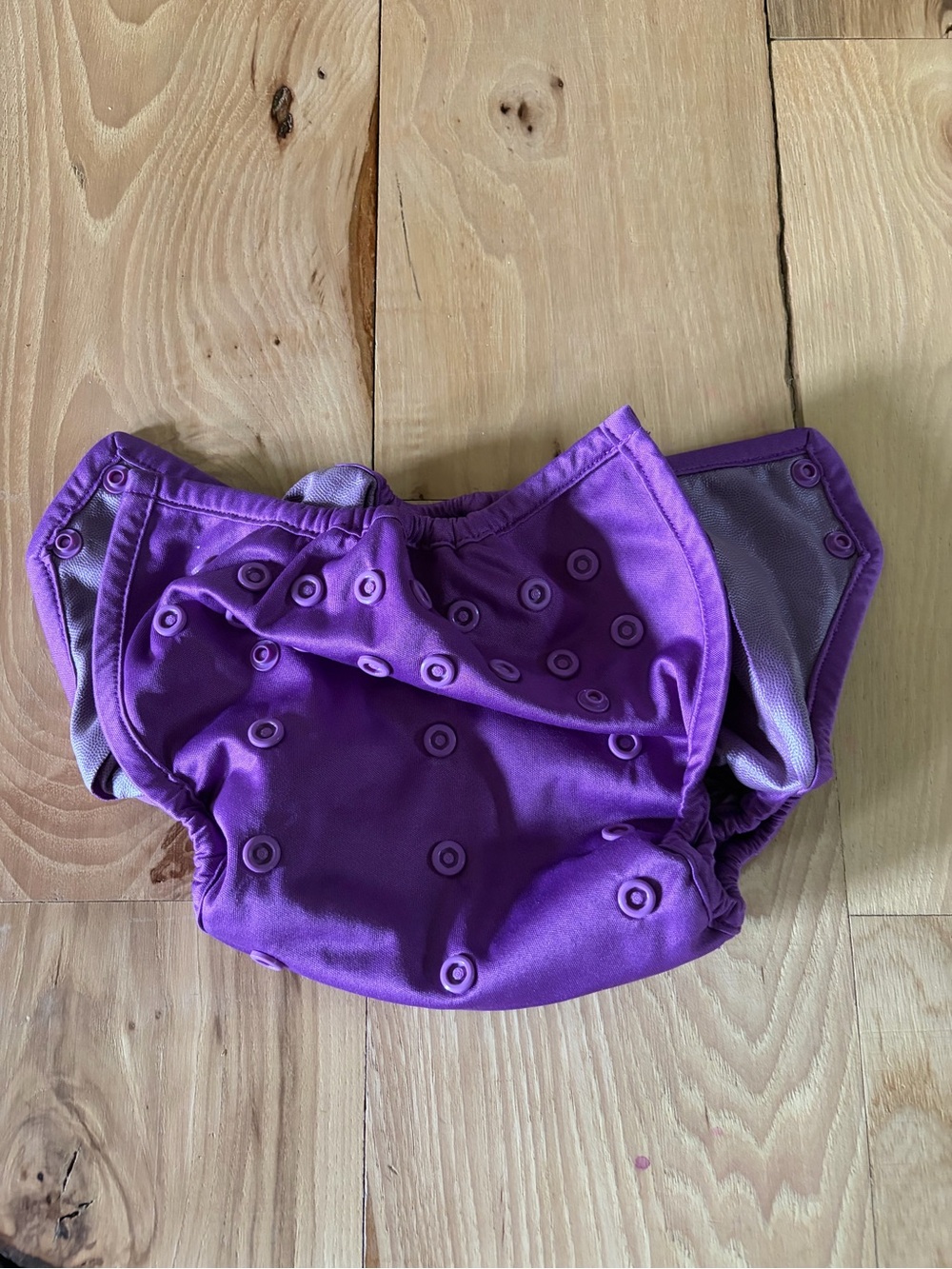 Adjustable Purple Reusable Diaper Cover with Snap Closures